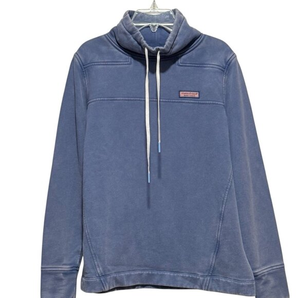 Vineyard Vines Garment-Dyed Funnel Neck Pullover Blue Sweatshirt Womens XS - Picture 1 of 9